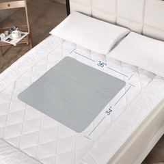 Bed Pads Washable Waterproof 34“ x 36“ (Pack of 4), Reusable Incontinence Gray