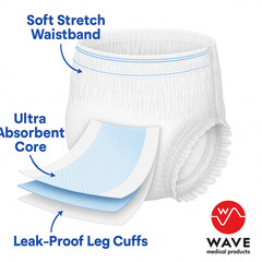 Wave Adult Disposable Pull Ups Underwear Diapers Heavy Absorbency 20 Count LG