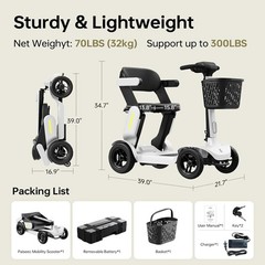 4 Wheel Folding Mobility Scooter Electric Power Wheelchairs Long Range -OPEN BOX