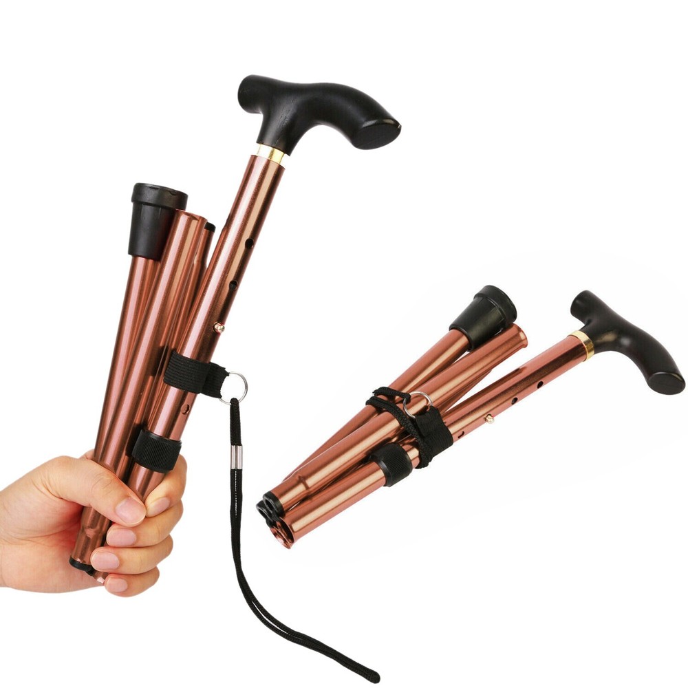 Adjustable Walking Cane Aluminum Walking Stick Folding Collapsible Travel Hiking