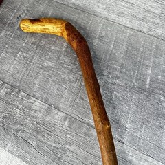 Natural Hardwood Walking Stick Cane Rustic Handcrafted Hiking Staff 35 Inch Bark