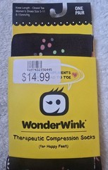 WonderWink 480 HNS 1SZ Compression Socks Knee Length Closed Toe Black Polyester