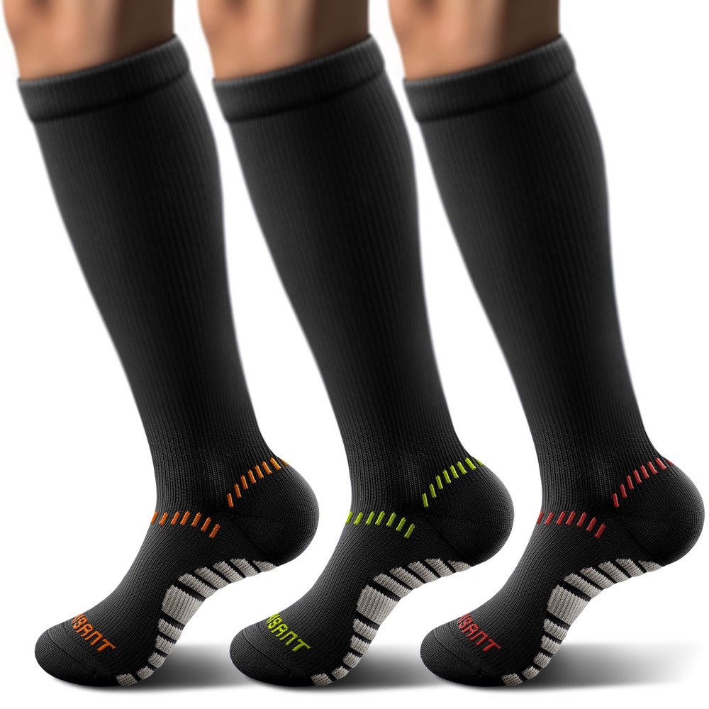 KEMISANT Compression Socks 3Pairs,Sports Small-Medium, 3pairs-black8304