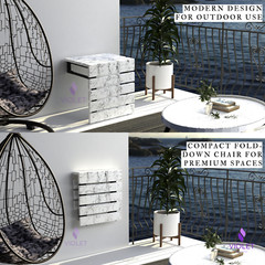 Marble Pattern Wall Mounted Folding Handmade Premium Teak Wood Seat