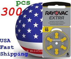 300 pcs A10 10 Size 10 PR70 Rayovac Extra Card 1.5V Zinc Air Hearing Aid Battery