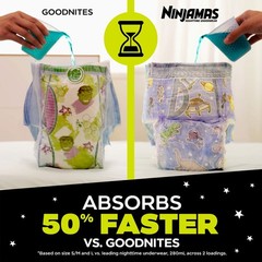 Ninjamas Boys Bedwetting Nighttime Underwear, Size L (64-95+ lbs), 68 Count
