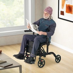 Goplus Folding Rollator Walker w/ 8” Wheels &Seat Supports up to 300 lbs Black