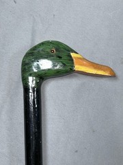 Hand Carved Mallard Duck Head Black Wooden Walking Cane Stick Mobility Aid