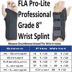 FLA Pro-Lite 8″ Wrist Splint Black Left Hand X-Small Support Guard for Repetitiv