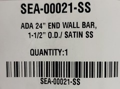 SEACHROME 00021 ADA 24″ 1 -1/2″ O.D/Satin SS End Wall Bathroom Shower Grab Bar