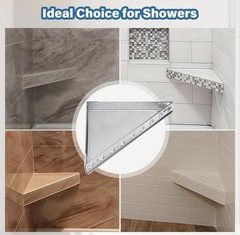 Floating Corner Shower Seat 17x17x24.5in Stainless Steel Silver 600lb ADA