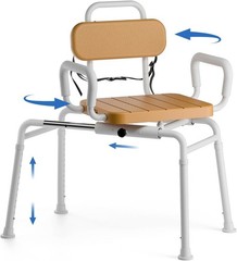 Loyoda Sliding Shower Chair w/ Extra-Wide 360° Swivel seat, Adjustable Height