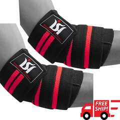 Elastic Elbow Arm Support Sleeve Brace Grip Straps Wrap Gym Power Weight lifting