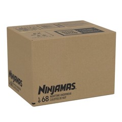 Ninjamas Boys Bedwetting Nighttime Underwear, Size L (64-95+ lbs), 68 Count