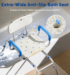Sliding Shower Chair w/ Extra-Wide 360° Swivel Seat 330lbs Tub Transfer Bench