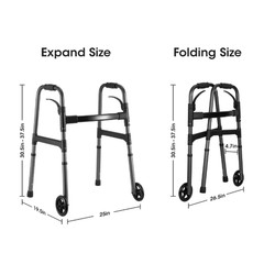 MaxKare Folding Walker with Wheels 30.5″-37.5″ Adjustable 300 lbs