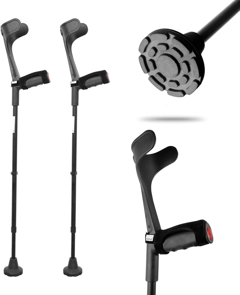 Forearm Crutches for Adults (X2 Units, Open Cuff), Adult Crutches Adjustable wit