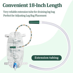 10 Pack Leg Bag Extension Tubing 18 Inch Flexible Kink Resistant Urine