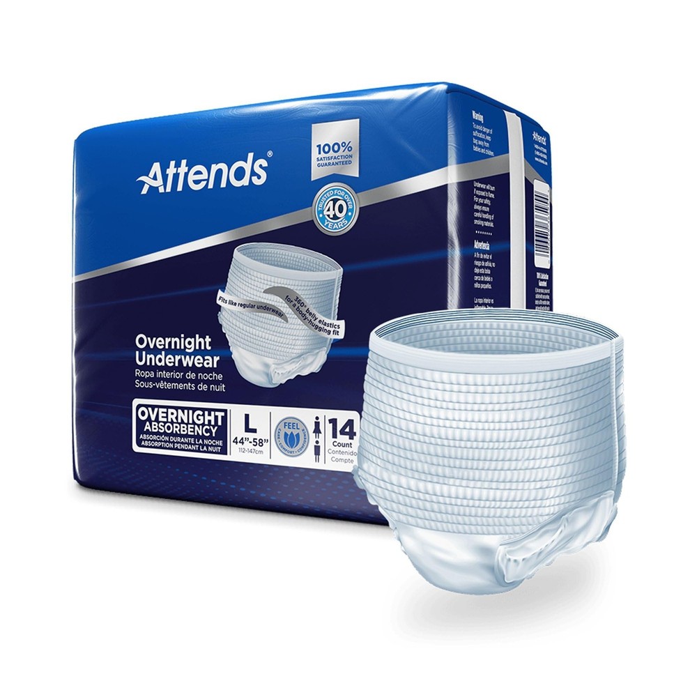 Attends Incontinence Care Underwear for Adults, Large (Pack of 14), White