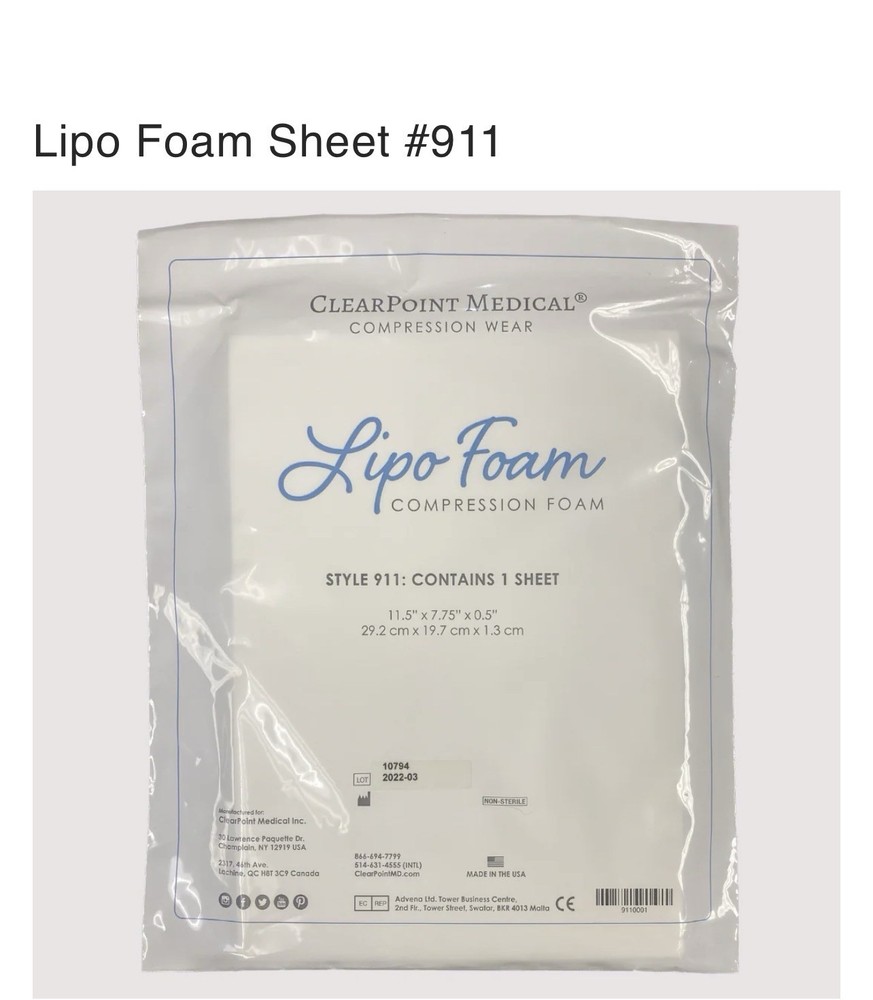 ClearPoint Medical Lipo Foam Style 911 11.5” x 7.75” x 0.5” NEW 4-Pack