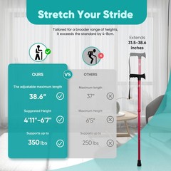 Enhanced Walking Cane (Thicker & Longer) – Foldable, Adjustable, Collapsible,…