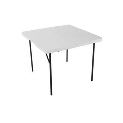 Lifetime 280228 37-Inch Square Fold-In-Half Table White Granite Top Gray Frame