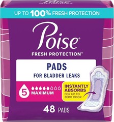 Incontinence Pads Polyethylene Regular 48 Count Disposables Water Resistant