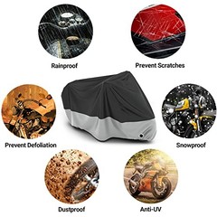 Motorcycle Cover Waterproof Outdoor – All Season Sun 104″ Black & Silver