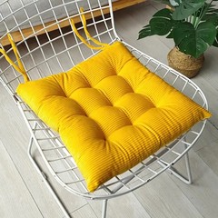Corduroy Chair Cushion With Strap Solid Color Office Chair Cushion Soft Comforta