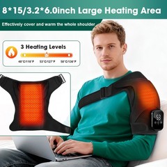 Cordless Shoulder Massager Pain Relief with 3 Vibration Modes, 3 Heating Levels