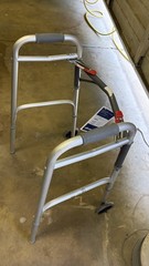 Silver Folding Walking Frame Walker, 2 Wheels, Adjustable Height, Adult/Senior