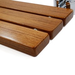 Clevr 20″ Teak Modern Folding Shower Seat Bench Clear Coated Medical Wall Mount