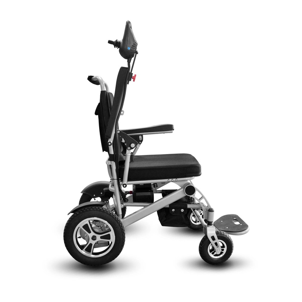 Silver Foldable Aluminum Electric Wheelchair Max300lbs Dual Motor24V12AH Battery