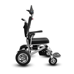 Silver Foldable Aluminum Electric Wheelchair Max300lbs Dual Motor24V12AH Battery