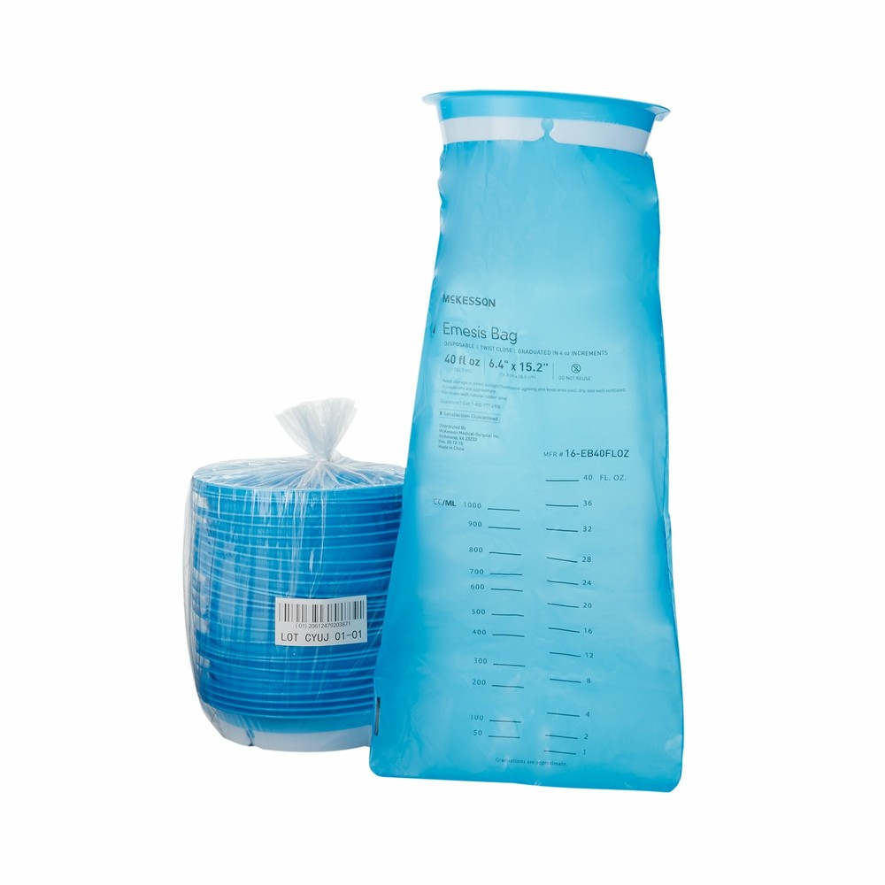 McKesson Twist Closure Emesis Bag 6-1/2 X 15 Inch 40 oz. 16-EB40FLOZ 100 Ct