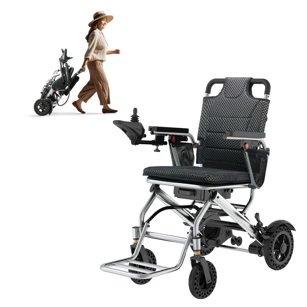 Lightweight Electric Wheelchair, Electric Wheelchairs for Adults Foldable, Black