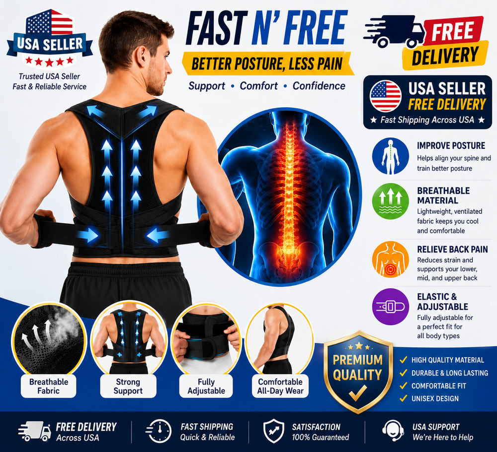 Adjustable Posture Corrector Low Back Support Shoulder Brace Belt for Men Women