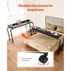 Uimoso Adjustable Overbed Table with Wheels and Built-in Power Outlet