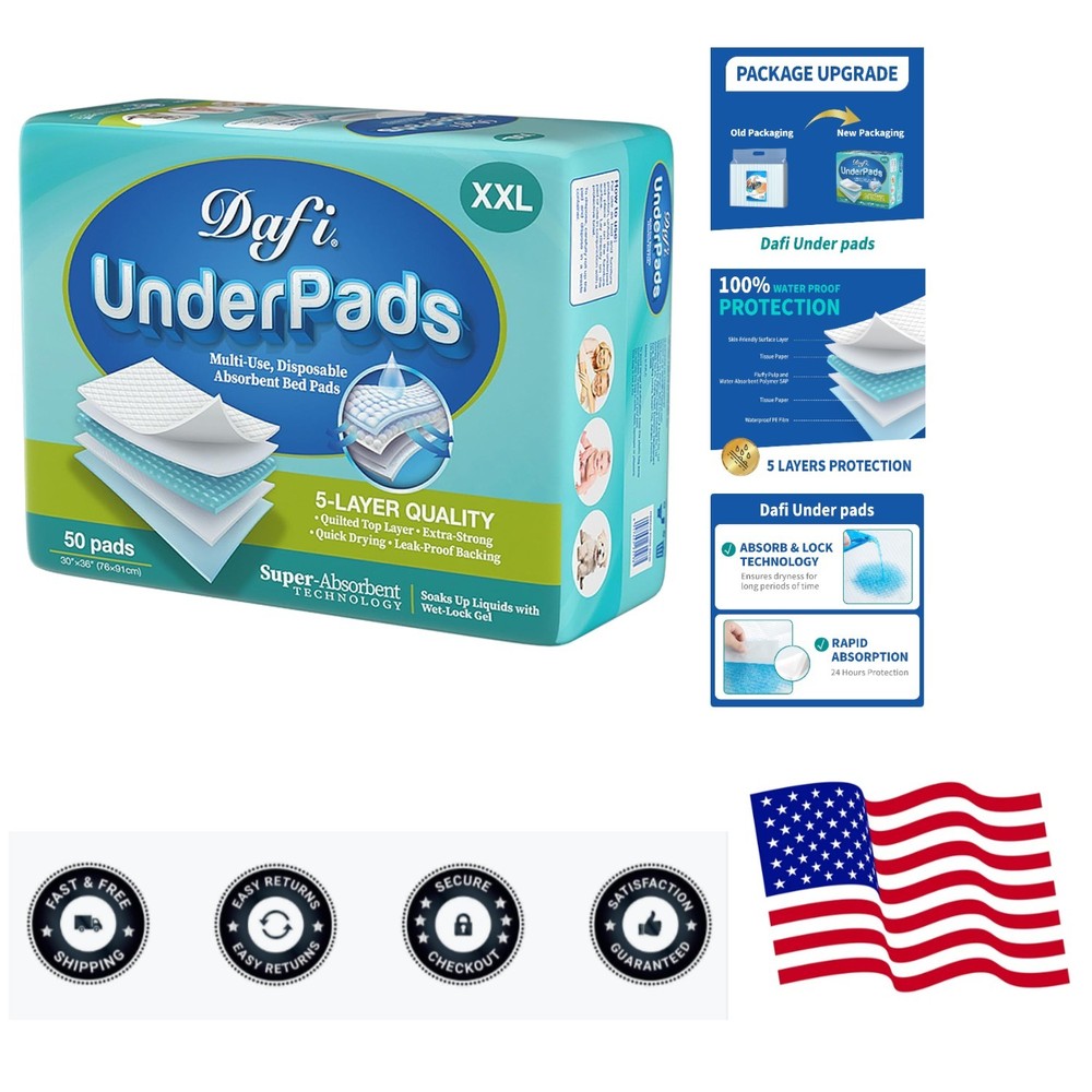 Disposable Bed Pads Extra Large 30”x 36”50 Count Adult Incontinence Underpads…