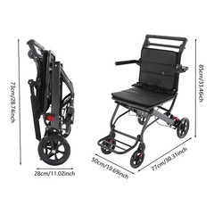 100kg/220.46lb Portable Foldable Transport Wheelchair Traveling Fold Wheel Chair