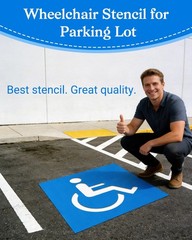 Handicap Parking Stencil Plastic Reusable Lot 39×39 Inch ADA Wheelchair Sign