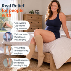 4 Pairs Plus Size Compression Socks for Women & Men, Extra Wide Calf 20-30 mm…