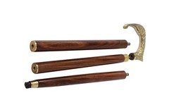 36 Inch Handcrafted Brass Elephant Head Brown Wooden Walking Cane Stick Men