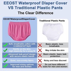 Adult Diaper Cover Plastic Pants Leakproof Reusable Waterproof Underwear Pink (L