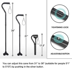 BeneCane Adjustable Walking Cane with 4 Pronged Base