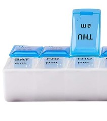 7 Day Pill Organizer with Large 14 Compartments, Weekly Portable Pill Box 2 Pack