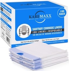KAREMAXX Commode Liners Disposable,100 Pack, Universal Fit – Leak Proof & Odorle
