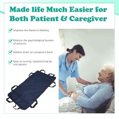 Washable Reusable Patient Transfer Bed Pad w/Reinforced Handles for Caregivers