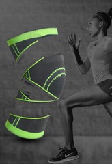 2x Knee Sleeves Copper Silver Compression Brace Support Sport Joint Injury Gel