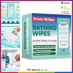 Adult Bathing Wipes 100 Count Extra Thick 8×12 Inch Disposable Body Cleansing